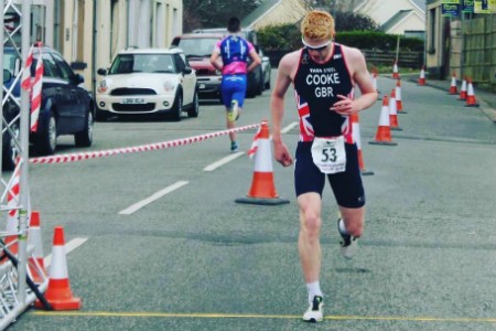 Ieuan crossing the finish line